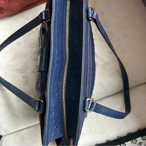 Kate Spade Medium Harmony Valencia Road French Navy Purse/Tote Ostrich texture - Picture 8 of 10